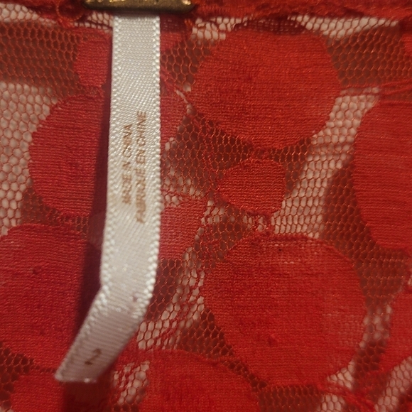 Free People Red/Orange Lace Asymetrical Hem Dress Size 2 - Picture 10 of 12